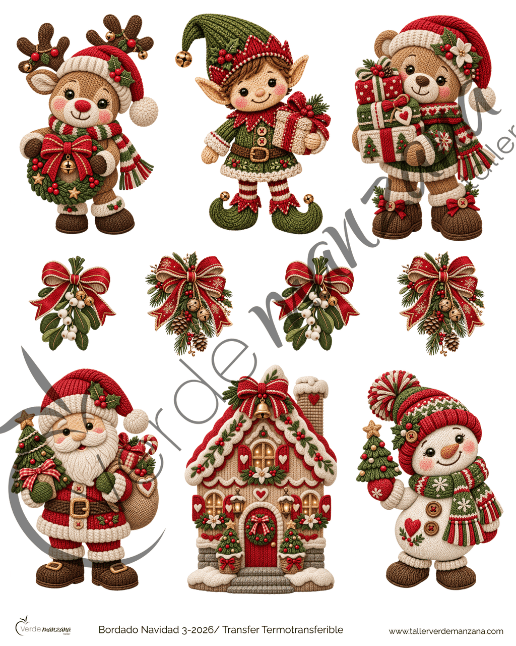Transfer Bordado Navidad 03 – Termoadhesivo para Tela y Superficies Pintadas