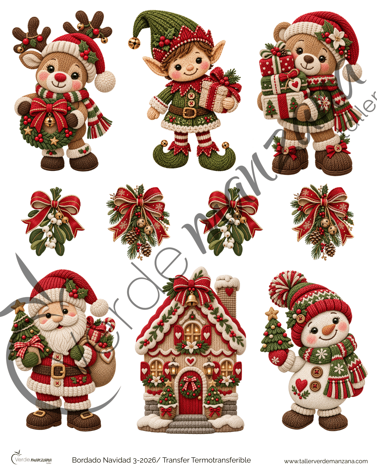 Transfer Bordado Navidad 03 – Termoadhesivo para Tela y Superficies Pintadas
