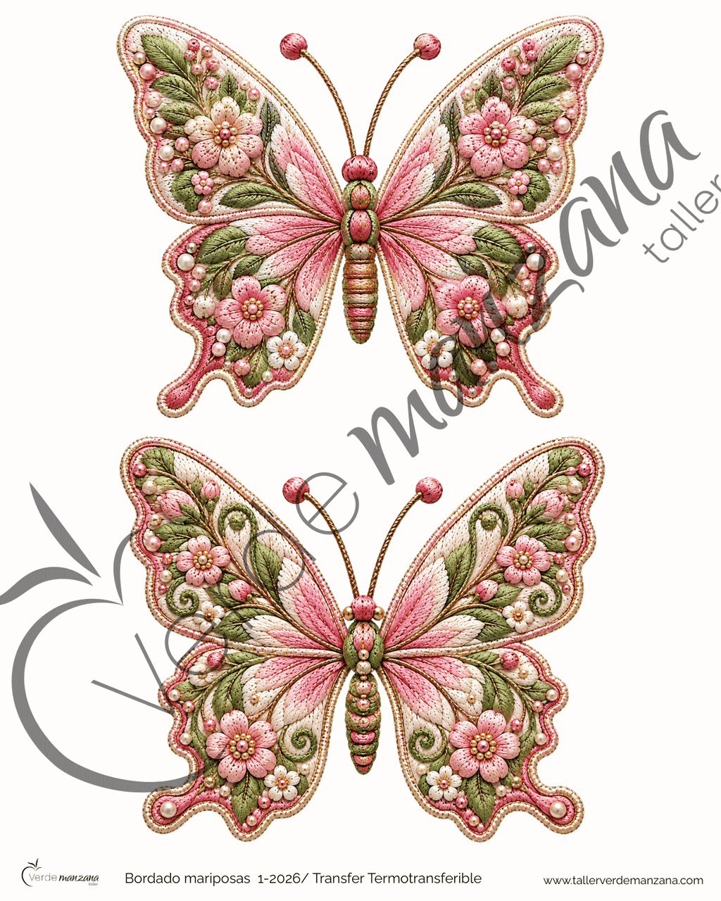 Transfer Bordado Mariposas 01 – Termoadhesivo para Tela y Superficies Pintadas