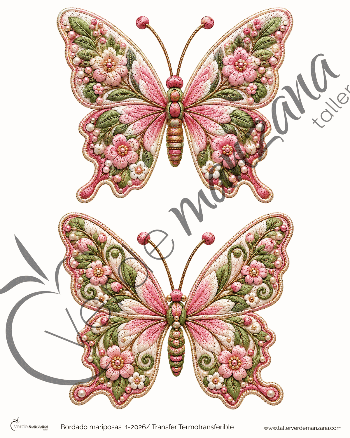 Transfer Bordado Mariposas 01 – Termoadhesivo para Tela y Superficies Pintadas