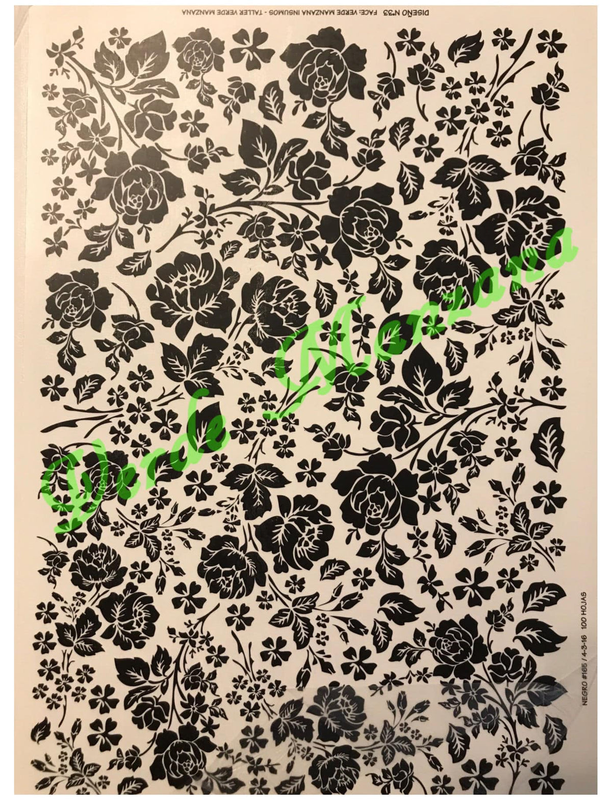 Calca Color Negro, Vitrificable para Porcelana 23x33 cm, Diseño Número 33.
