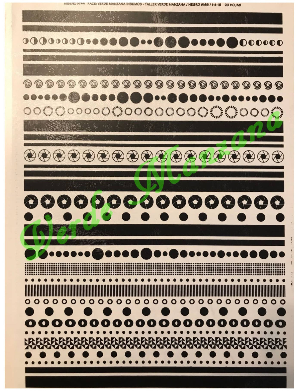 Calca Color Negro, Vitrificable para Porcelana 23x33 cm, Diseño Número 44.