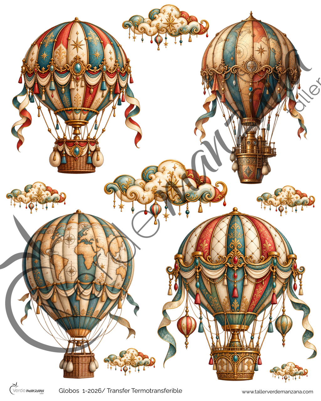 Transfer Globos 01 – Termoadhesivo para Tela y Superficies Pintadas