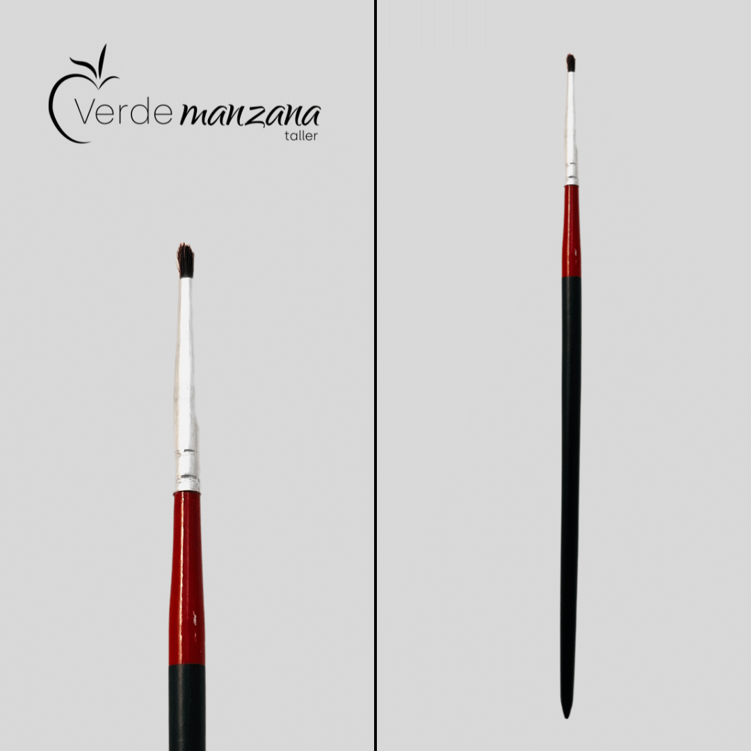 Pincel Stippler Número 1. Mango negro y rojo.
