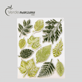 Sello para porcelana, diseño hojas verdes, medida 14 x 13 cm.