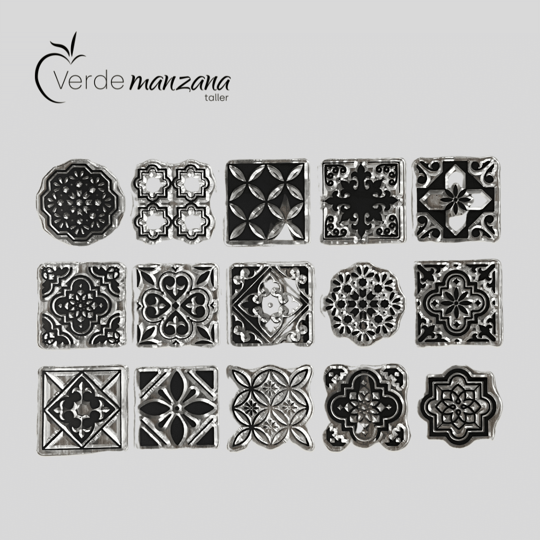 Sello para porcelana, diseño mosaico, medida 15,5 x 11 cm.