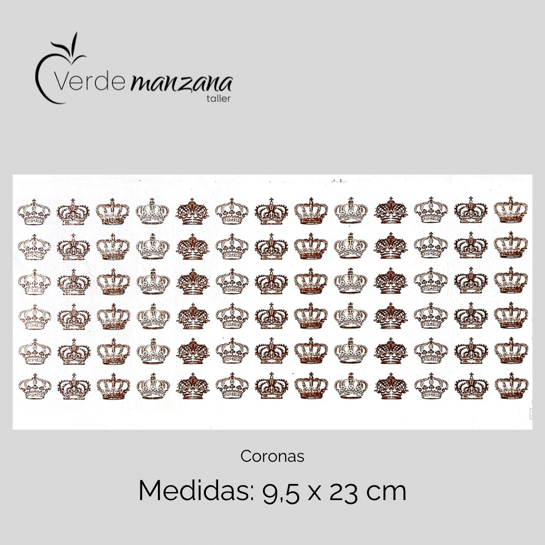 Calca de Oro, Vitrificable para Porcelana, Diseño Coronas.