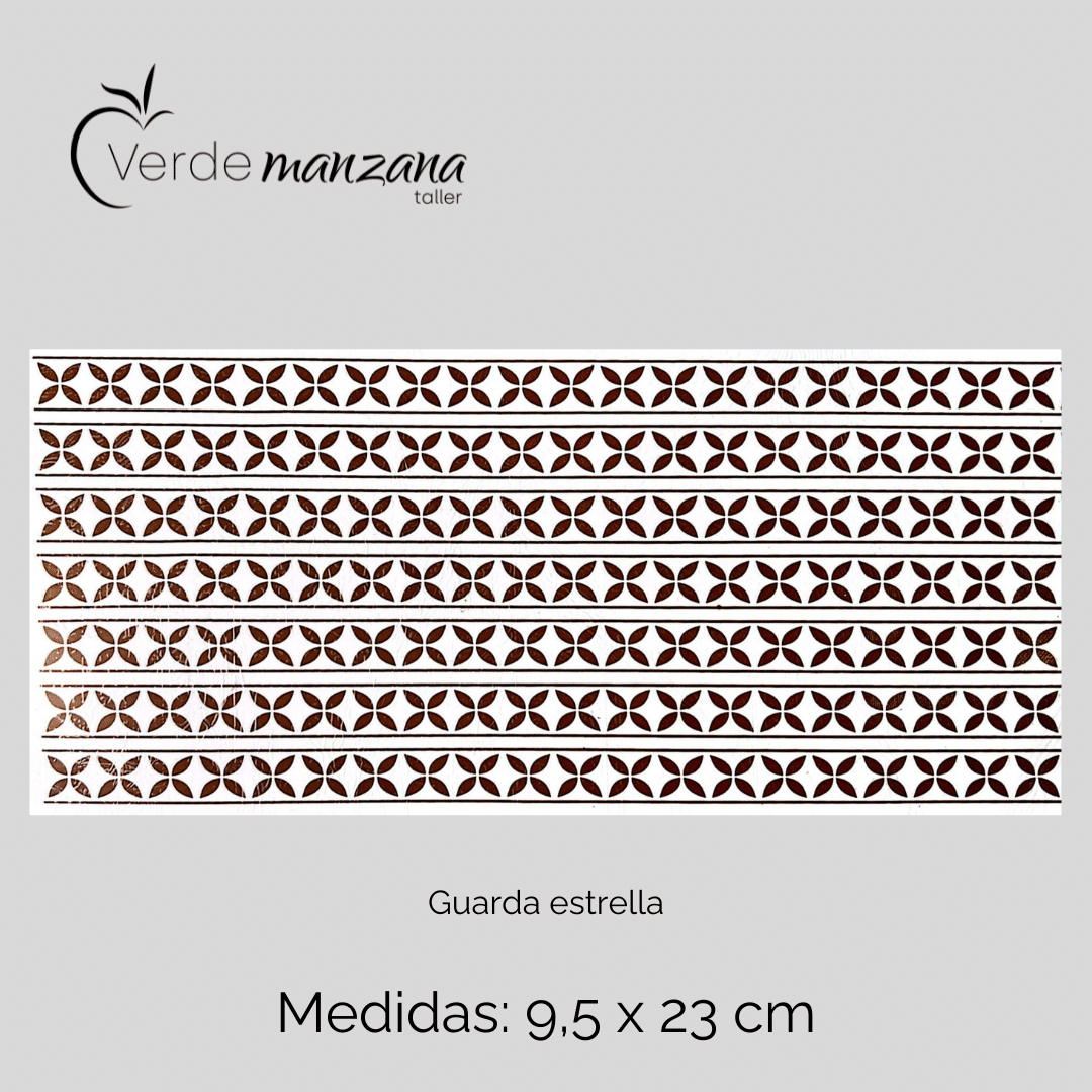 Calca de Oro, Vitrificable para Porcelana, Diseño Guarda Estrella.