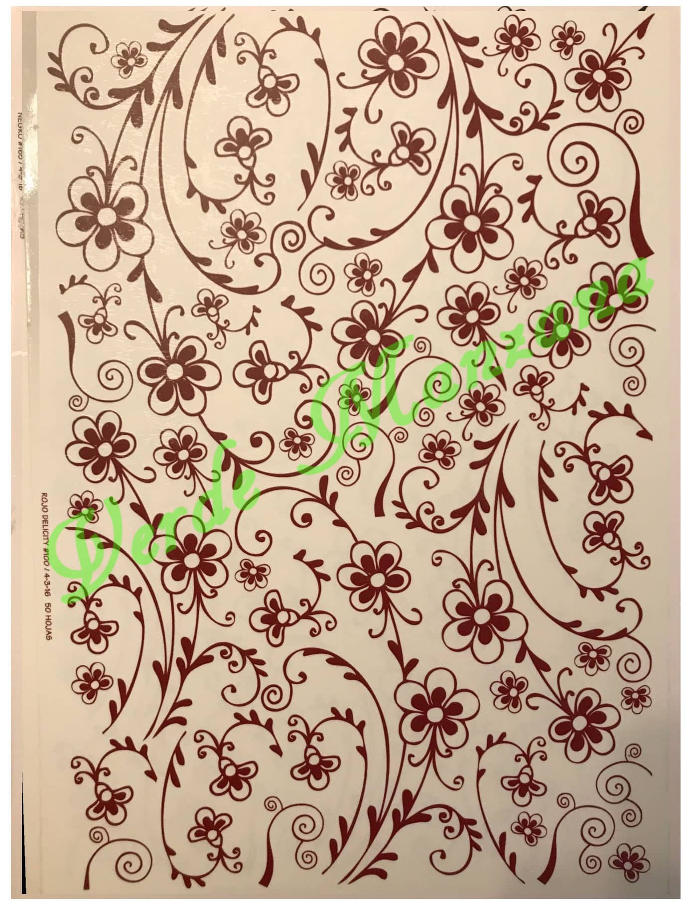 Taller de arte Verde Manzana Vajilla porcelana plato curso Calca Color Rojo, Vitrificable para Porcelana 23x33 cm, Diseño Número 34.