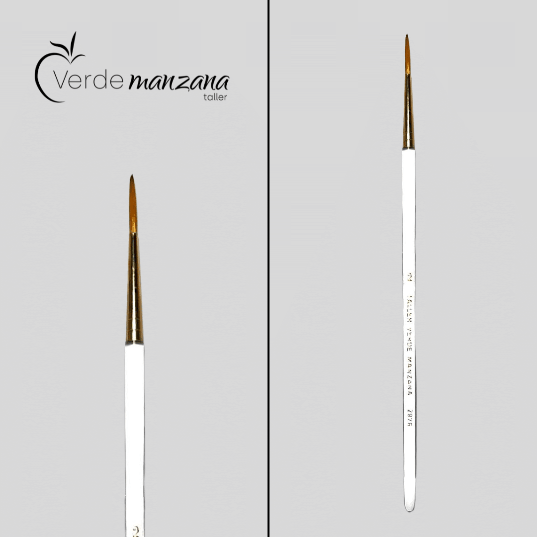 Taller de arte Verde Manzana Vajilla porcelana plato curso Pincel Liner Número 2